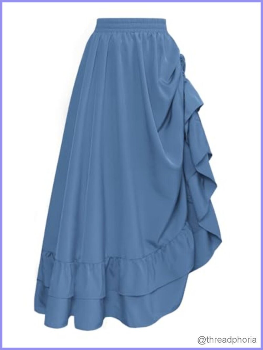 A-Line Maxi Skirt High Waist Ruffle Hem Drawstring Renaissance Pirate